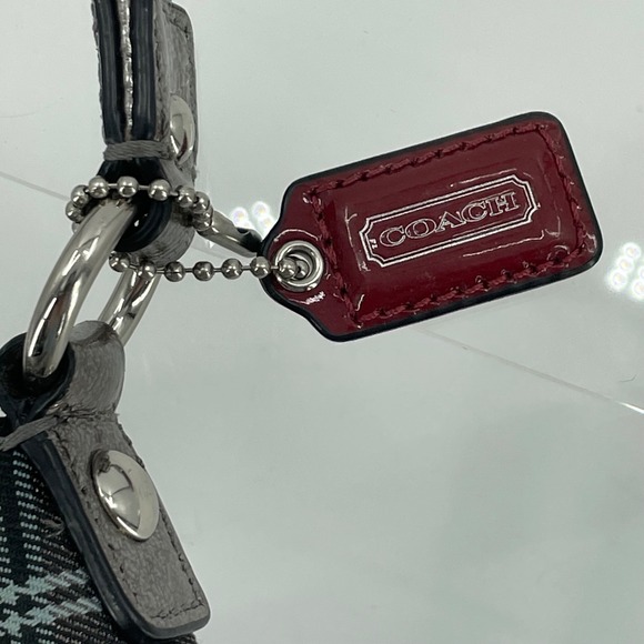 Coach Poppy Tartan Plaid Graffiti Blue Silver Shoulder Bag Wristlet - Picture 11 of 16